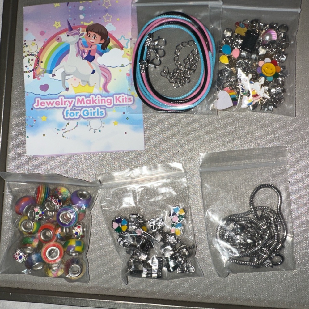 Jewelry Making Kit for Girls - Pastel Rainbow Beads & Charms